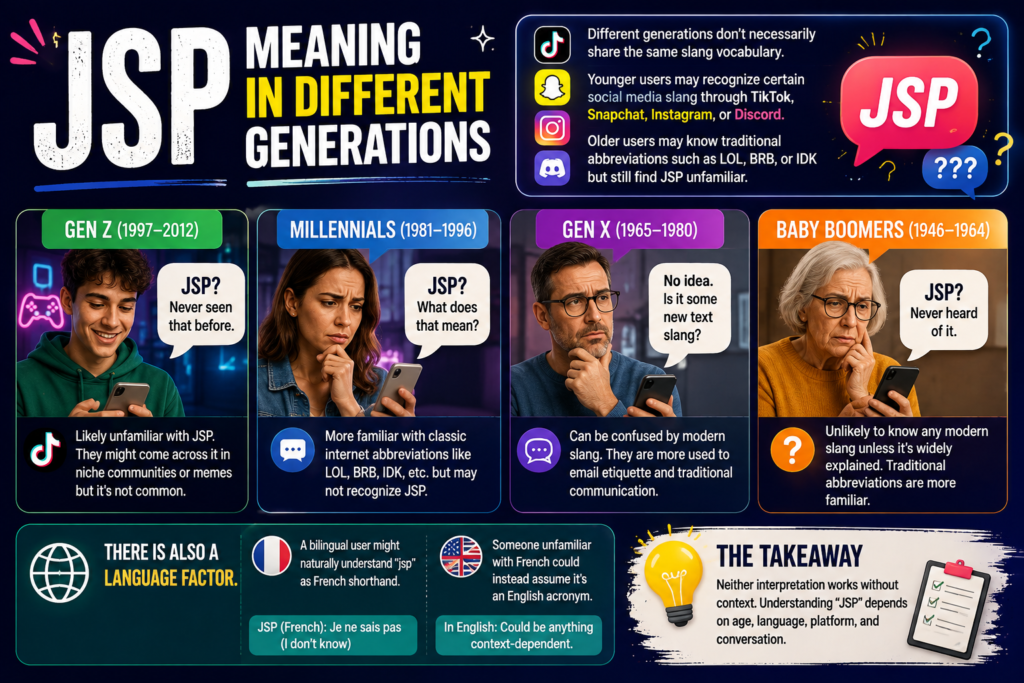 JSP Meaning in Different Generations
